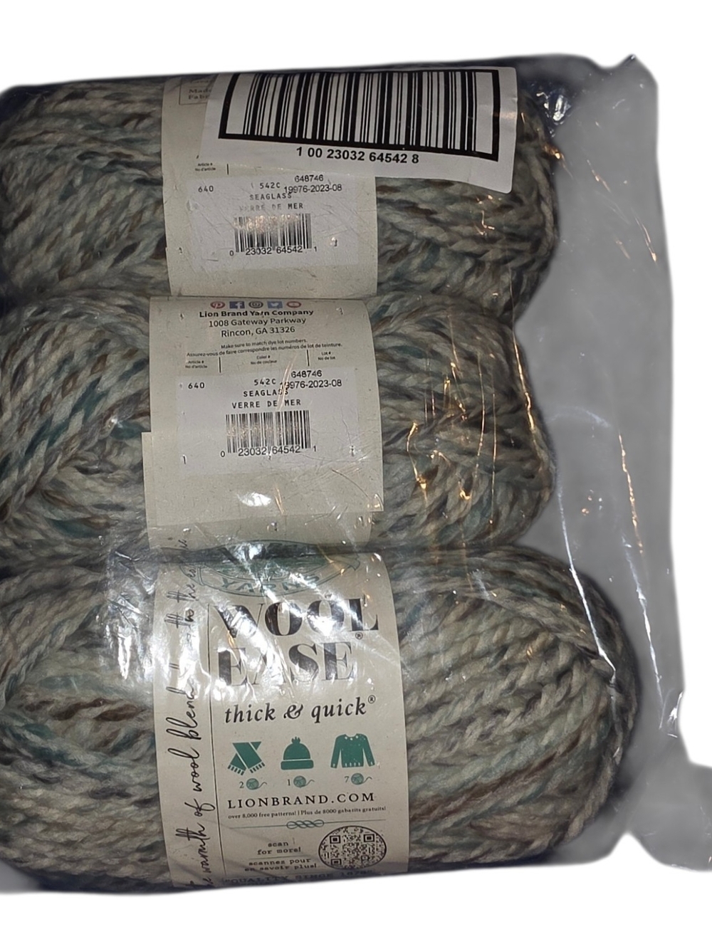 Lion Brand Wool-Ease Thick & Quick Seaglass 542C Yarn Lot of 3 Skeins - Picture 2 of 5